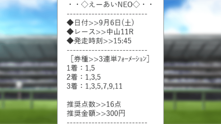 帝王馬券の買い目