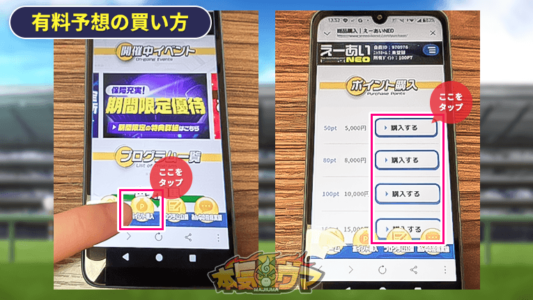 有料予想のポイント購入方法