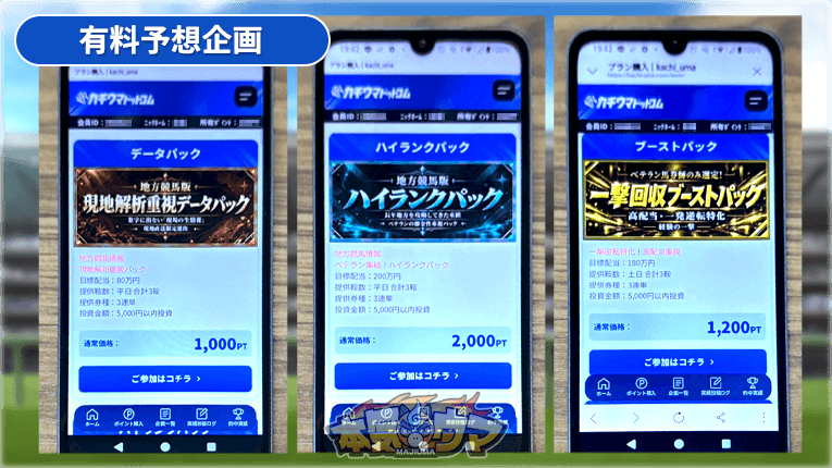 カチウマドットコムの豊富な予想企画
