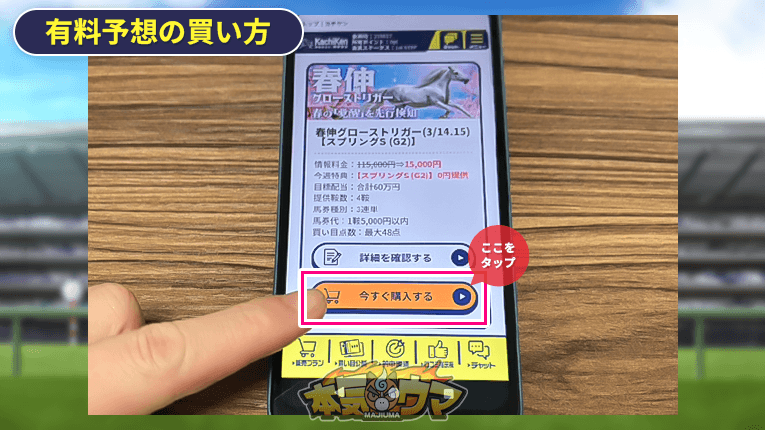 有料予想の購入ボタン