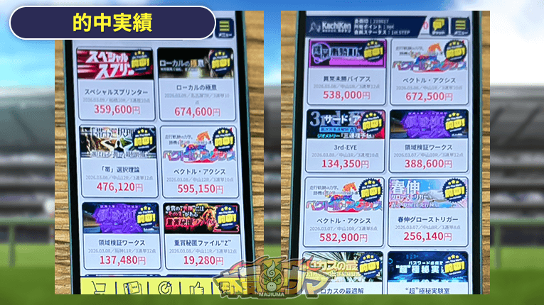 カチケンの的中実績一覧