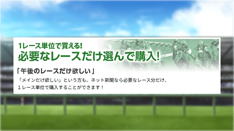 1レース単位での新聞の購入が可能