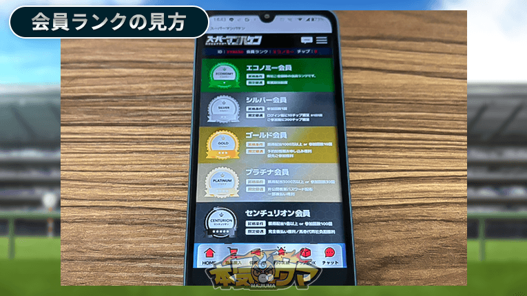 スーパーマンバケンの会員ランクの見方