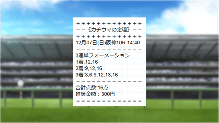 勝ち馬の教えの予想画面